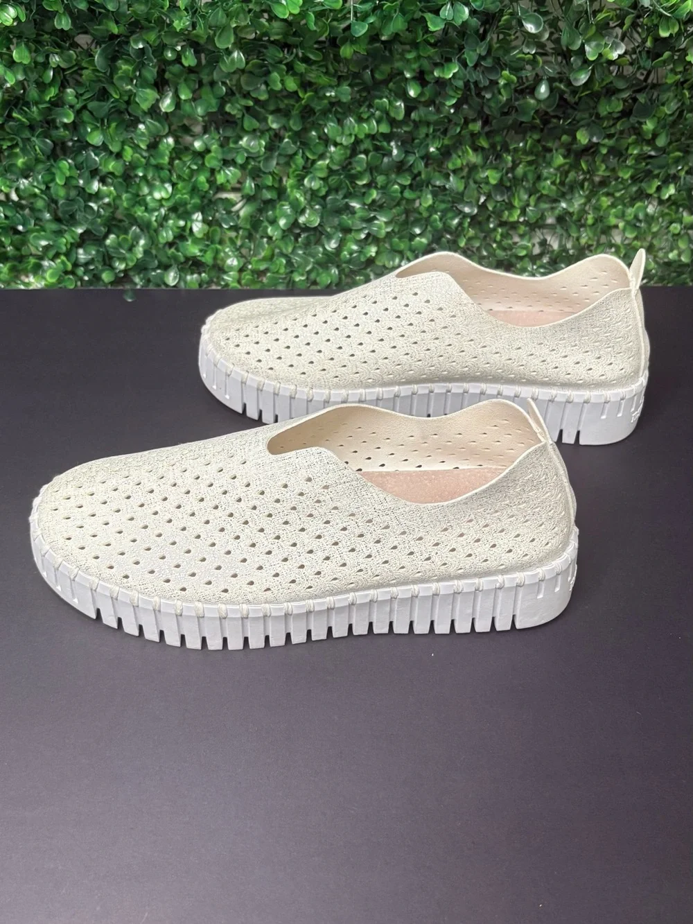 Ilse Jacobsen Perforated Slip-On Sneakers in Cream and White